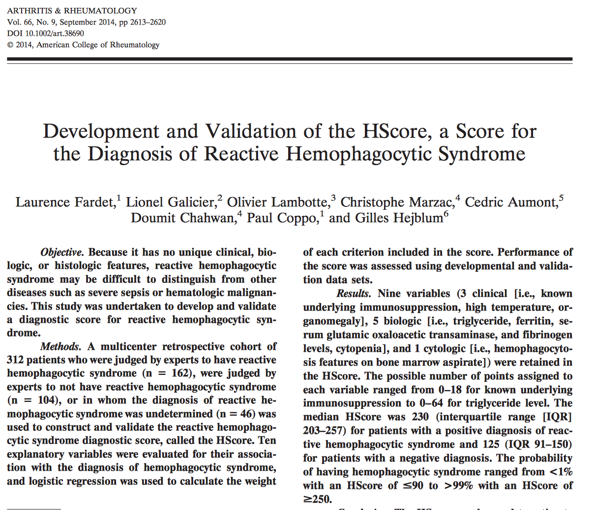 E11: Development and Validation of the HScore