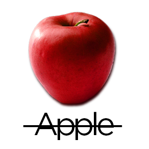 Rule 63 : Apple picture. Or, Apple word. Never both.