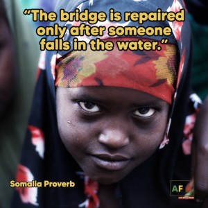 The bridge is repaired only after someone falls in the water