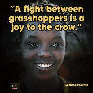 A fight between grasshoppers is a joy to the crow