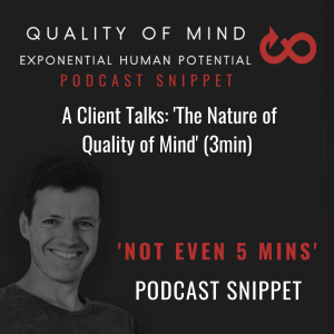 A 3min Snippet:  A Client talks about the benefits and Nature of Quality of Mind