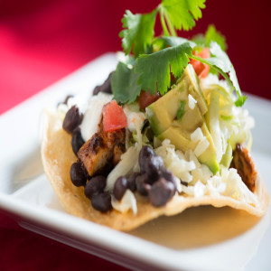 Tostadas with Black Beans, Chicken, and Avocado