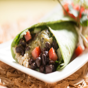 Bean Burrito with Brown Rice, Jalapeño Jack Cheese and Salsa Verde