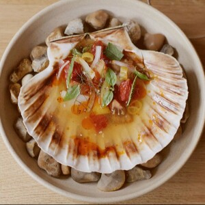 Tomatoes with Scallop Roe at Bibi Restaurant in London