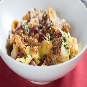 Pappardelle with Kidney Beans Bolognese Sauce