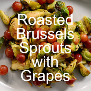 Roasted Brussels Sprouts and Red Grapes with Almonds and Balsamic Chili Dressing