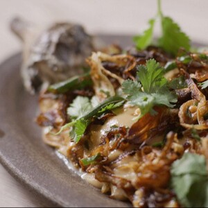 Eggplant with Curry Leaf Crunch at Bubula Spitalfields Restaurant in London