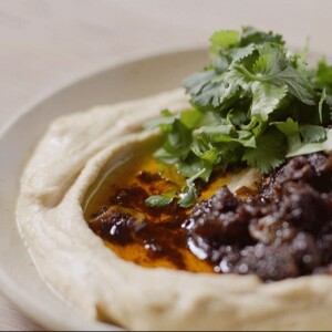 Hummus with Baharat Crunch at Bubula Spitalfields Restaurant in London