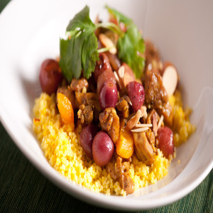 Chicken Tagine with Roasted Grapes and Saffron Couscous