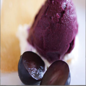 Black Grape Sorbet with Goat Cheese Mousse