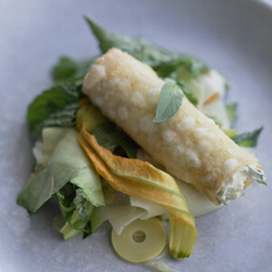 Zucchini Spring Roll Rangoon at Dirt Candy