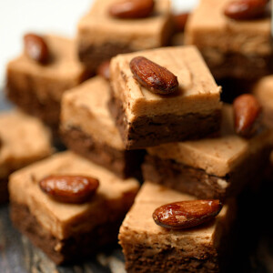 Vegan Double Decker Fudge with Candied Almonds