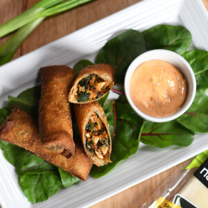 Mediterranean Cauliflower Eggroll with Harissa Dipping Sauce