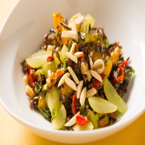 Green Grape and Wild Rice Salad with Sherry Vinaigrette, Toasted Walnuts, and Roasted Red Peppers