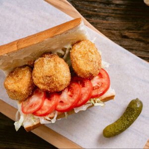 Chicken Fried Scallop “Po Boy” with Miso Mayo