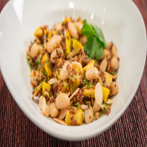 Red Quinoa and Navy Bean Salad with Lime Cumin Vinaigrette