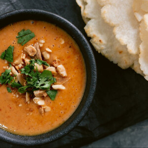 Rice Flour Roti with Coconut Peanut Sauce