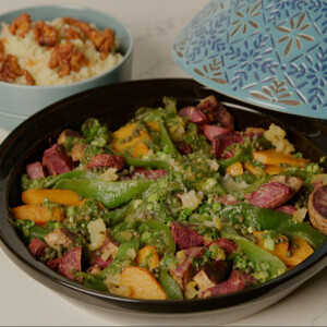 Sweet Potato Tagine with Chermoula and Apricot Couscous
