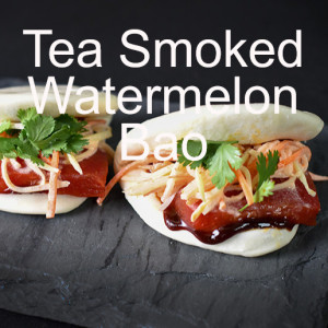 Tea Smoked Watermelon Bao with Pickled Watermelon Rind Slaw