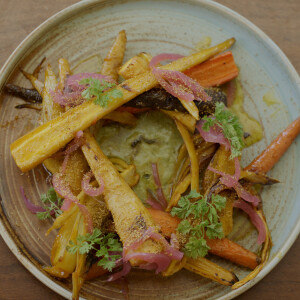 Chef Randy Leon Makes Root Vegetables with Green Goddess Dressing