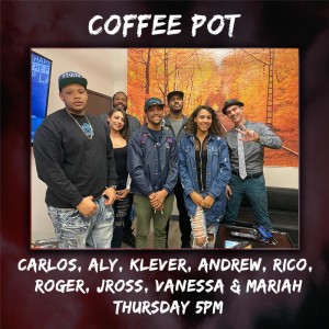 Superbad Inc | Coffee Pot with Carlos, Aly, Klever, Andrew, Rico, Roger, JROSS, Vanessa, Mariah