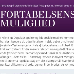 Anders Christian Jacobsen: Synet på fortabelsen i oldkirken og moderne teologi, 14/12 2022