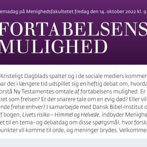 Peter Bæk: Fortabelsens Karakter : Pine eller udslettelse? 14/10 2022