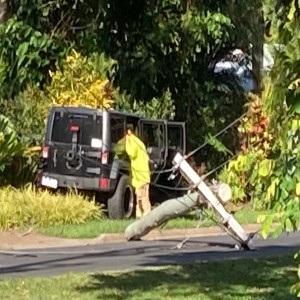 THE BIG SNEEZE - Jeep Versus Pole at Craiglie This Afternoon. Paul Makin Was On The Scene And Spoke With The Drivers Husband