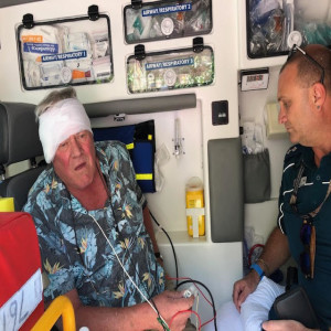 Paul chats with swinging truck door victim Roger Hill 26Nov19