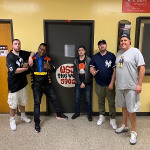 Ryan Vernuille, Hip-Hop legend Tragedy Khadafi, Hamptons Dave, and Big T on "Sports and Hip-Hop with DJ Mad Max" on WSJU Radio at St. John's University (Clip)