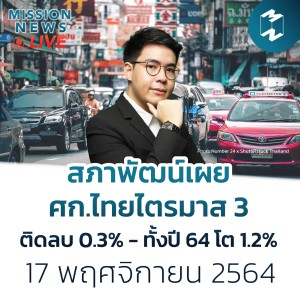 สภาพัฒน์เผยศก.ไทยไตรมาส 3 ติดลบ 0.3% - ทั้งปี 64 โต 1.2% | Mission News 17 พ.ย. 21