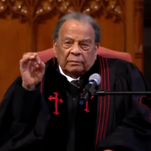 The Reverend Andrew Young at the funeral service of President Carter