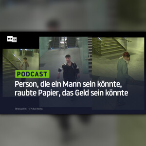 Person, die ein Mann sein könnte, raubte Papier, das Geld sein könnte