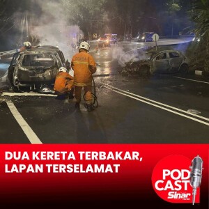 Dua kereta terbakar selepas bertembung, lapan terselamat