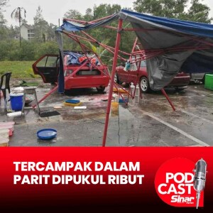 Tercampak 3 meter ke dalam parit dipukul ribut