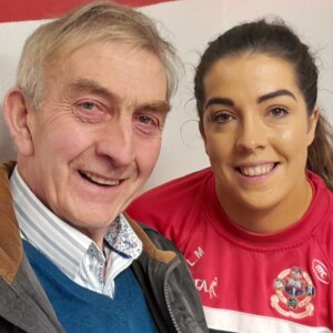 LGFA: Kilkerrin/Clonberne President Christy Murphy with Galway Bay FM’s Darren Kelly ahead of the All-Ireland senior final against Donaghmoyne