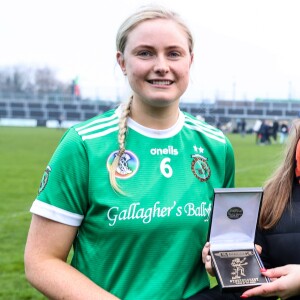CAMOGIE: Sarsfields’ Maria Cooney with Galway Bay FM’s Darren Kelly after their AIB All-Ireland senior semi-final win over Dublin’s St. Vincent’s