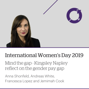 Mind the gap | Kingsley Napley reflect on the gender pay gap for International Women's Day