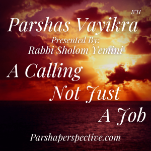 Parshas Vayikra, a calling, not just a job.