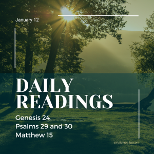 Thoughts on the Bible Readings for January 13th (Genesis 24, Psalms 29 and 30 and Matthew 15)