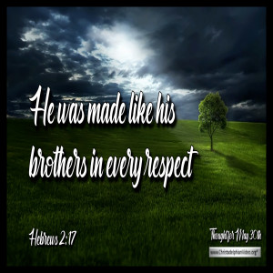 Thought for May 30th...' He was made like his brothers in every respect....'(Heb 2vs7)