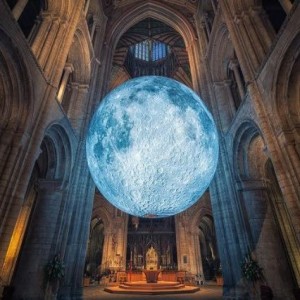 Podcast - giant replica of the moon goes on display at Rochester Cathedral