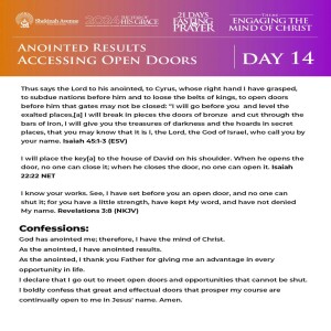 October 2024 Prayer And Fasting - Day Seven (Anointed Results - Accessing Open Doors)