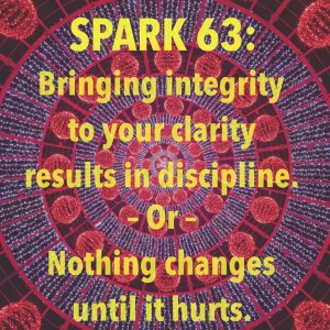 SPARK 63: Bringing integrity to your clarity results in discipline. – Or – Nothing changes until it hurts.