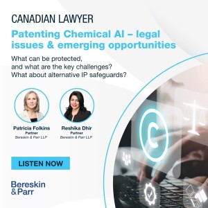 Patenting Chemical AI - legal issues & emerging opportunities