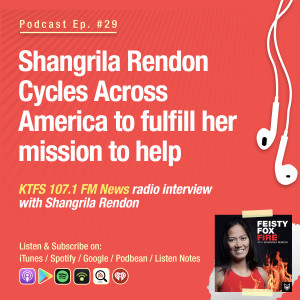 Shangrila Rendon Cycles Across America to fulfill her mission to help - KTFS 107.1 FM News radio interview