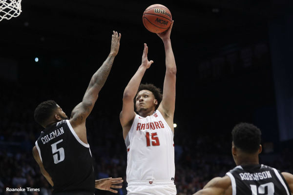 2018 First Four 1-ON-1's - Dan Tortora with Devonnte Holland of the Radford Highlanders inside the NCAA Tournament