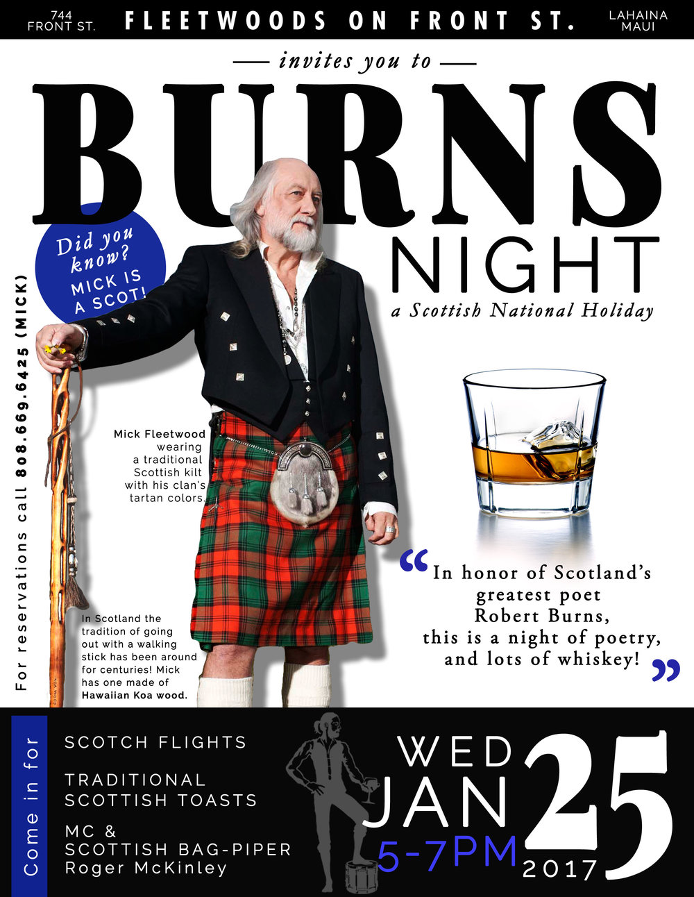 Mad bagpiper Roger McKinley on Robert Burns, whiskey and Fleetwoods celebration