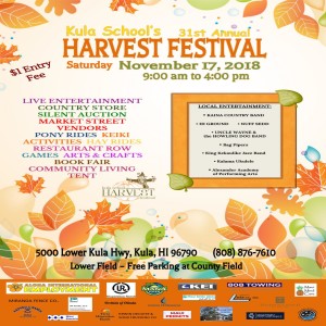 Kula Harvest Festival Saturday Nov 17th