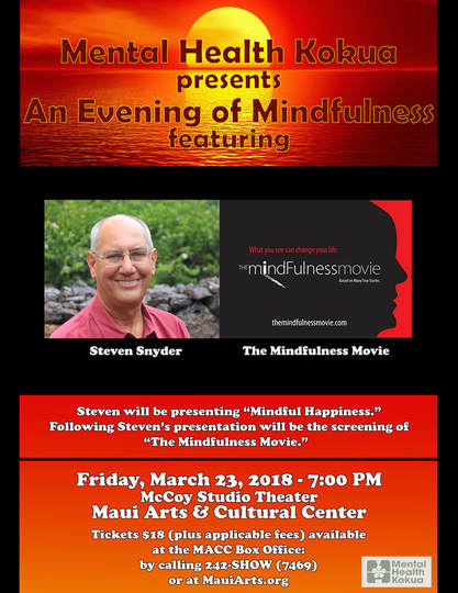 Mental Health Kokua Presents an evening of Mindfulness with Steven Snyder